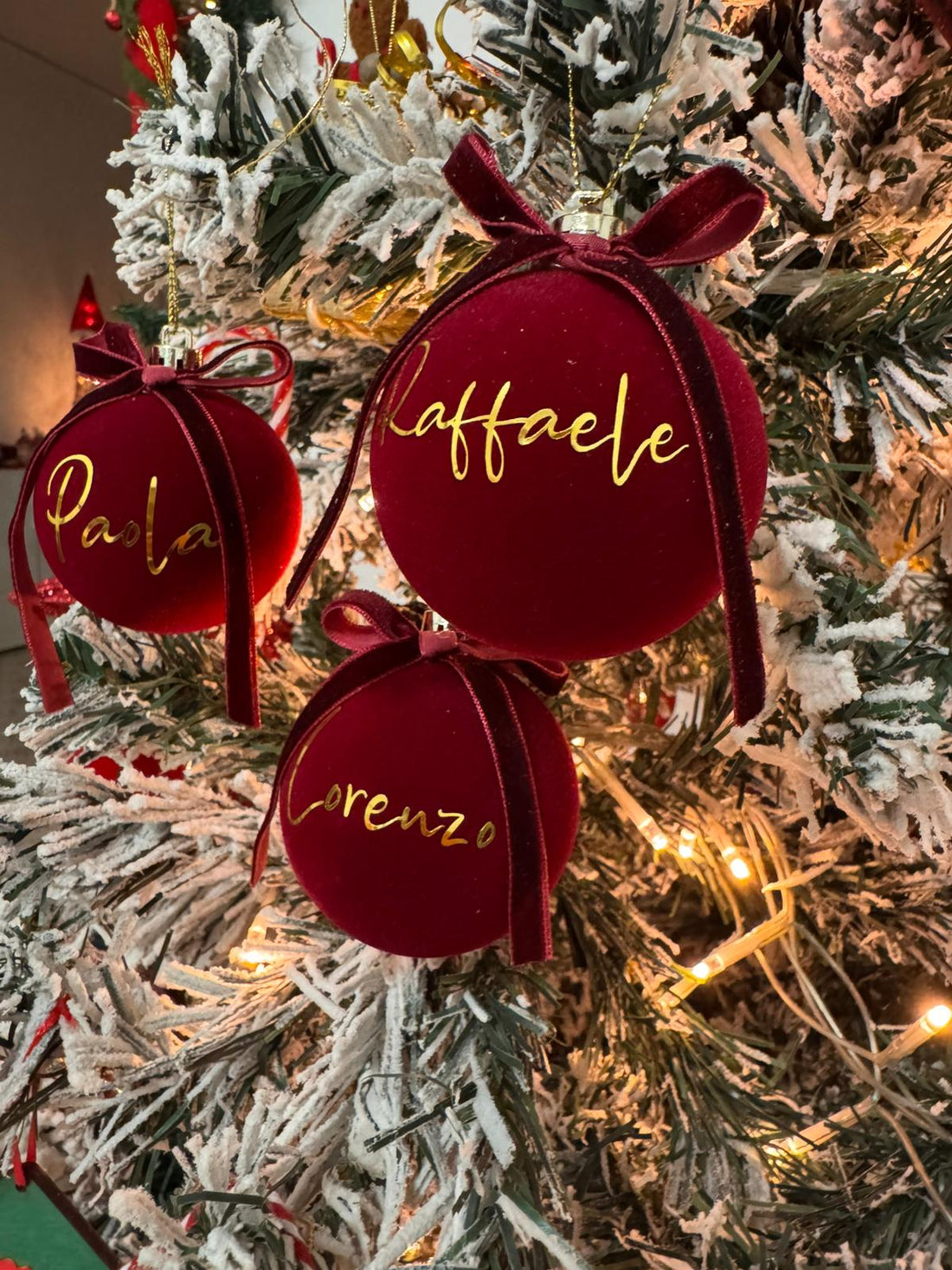 Pallina personalizzata in velluto natalizia