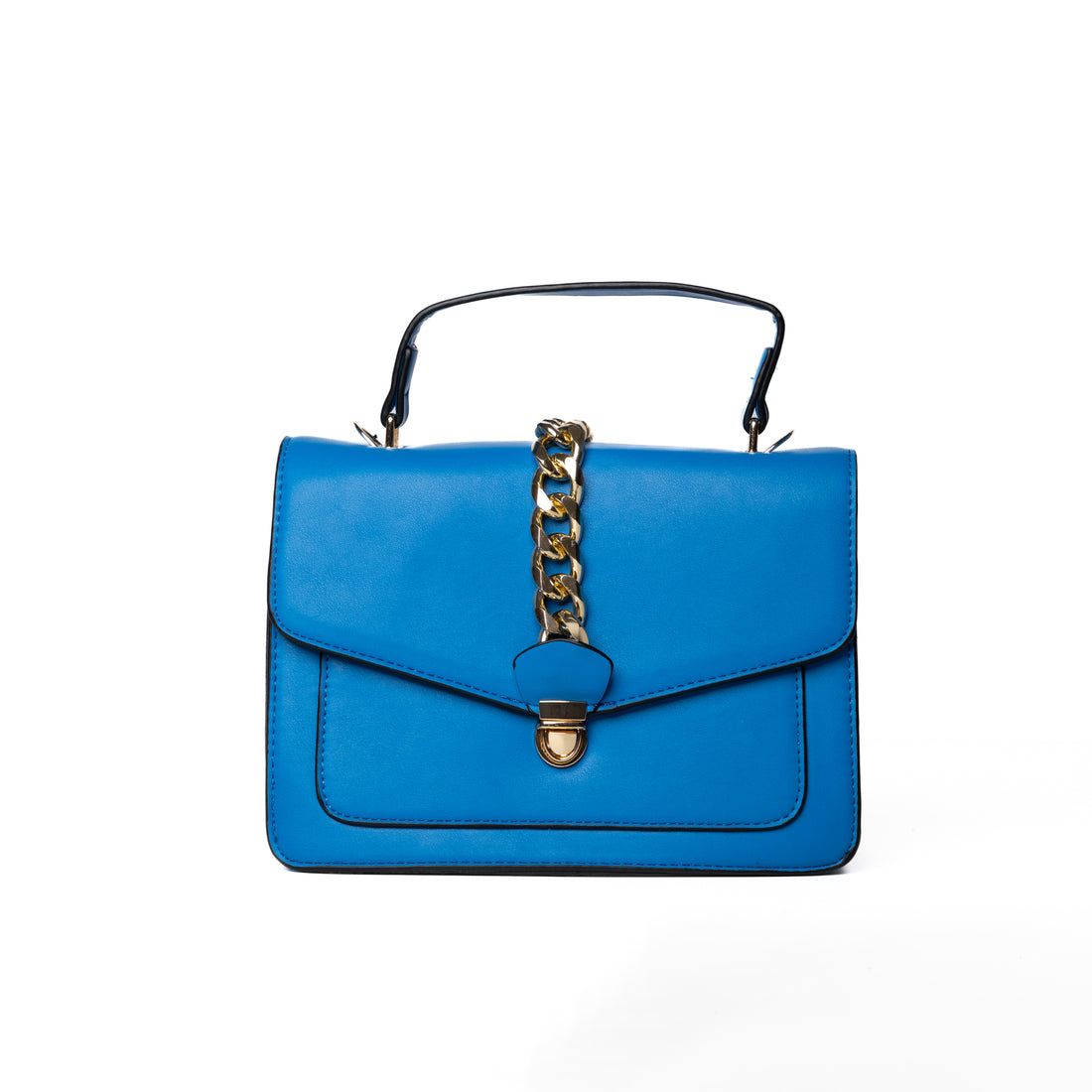 Borsa Blu con chiusura in Catena color Oro