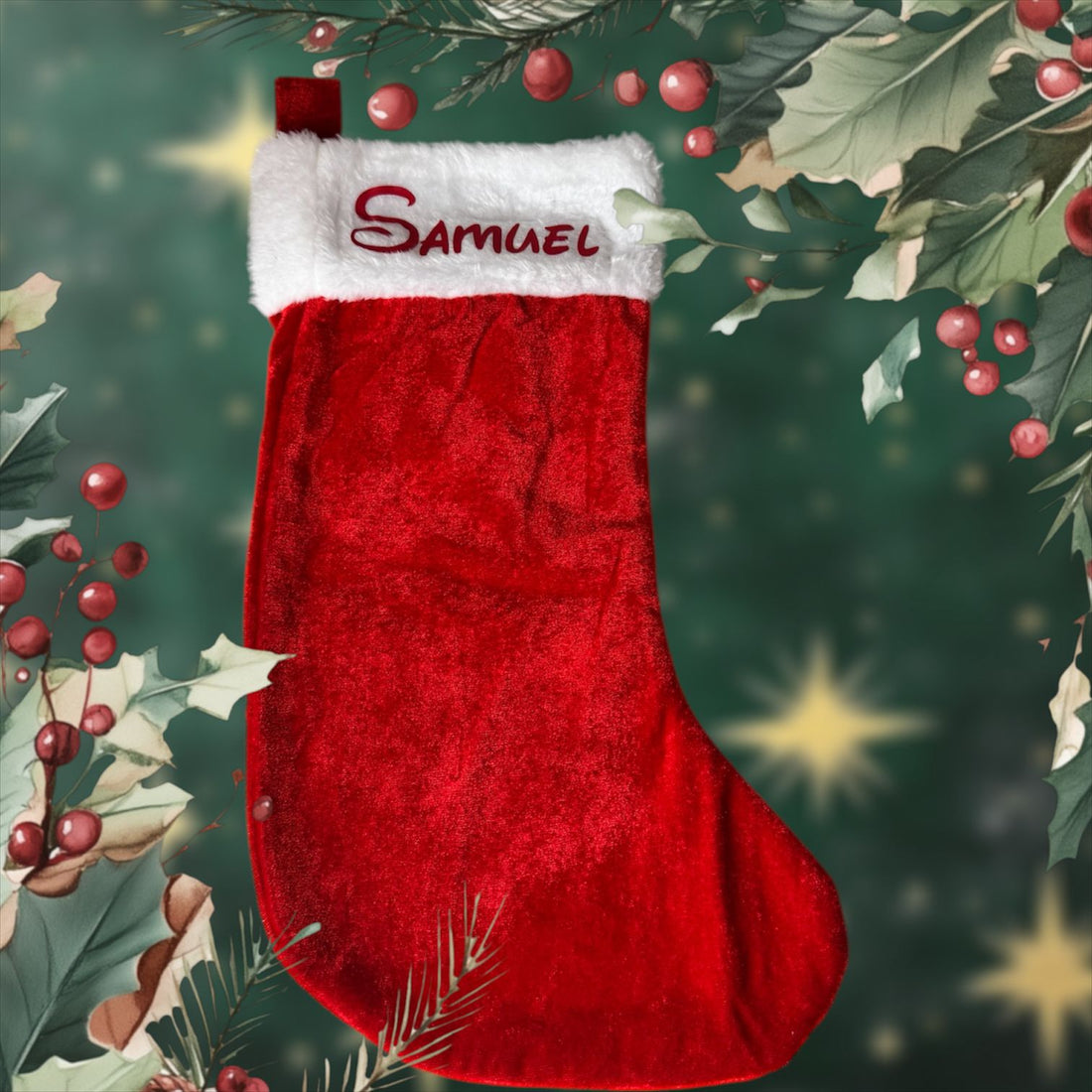 Calza di Natale personalizzata in velluto