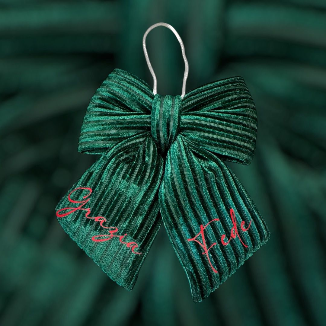 Addobbo Fiocco di Natale verde in velluto